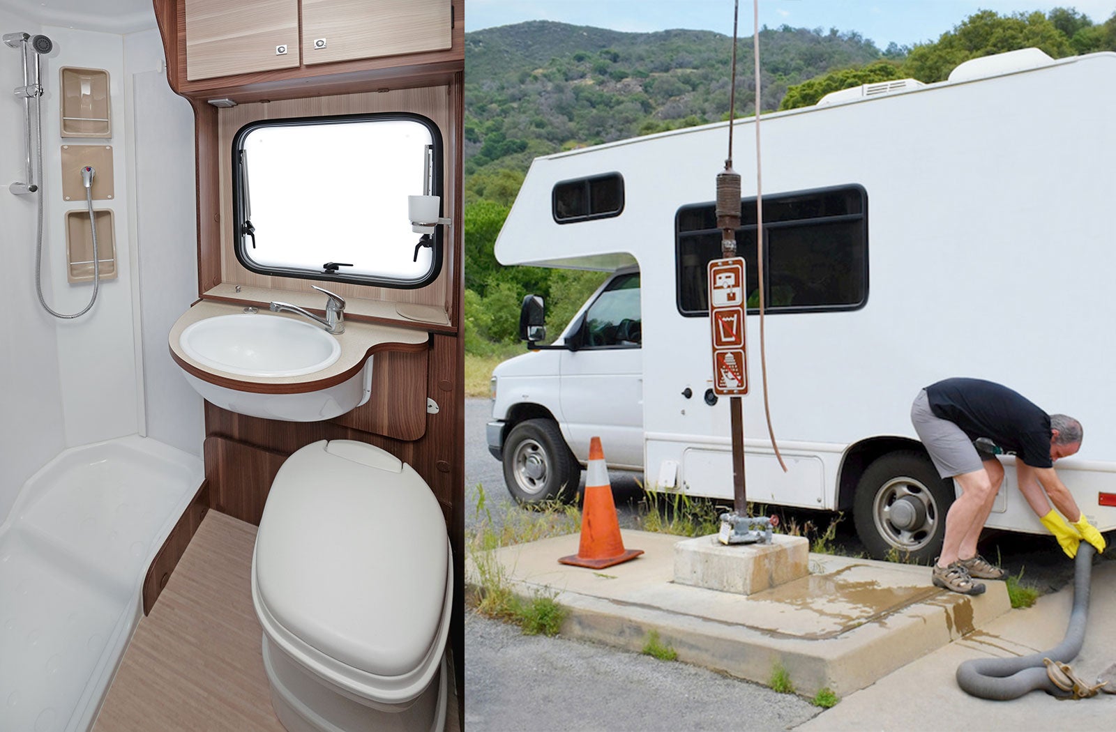 Portable RV/camper toilet and holding tank setup in Payson, Arizona
