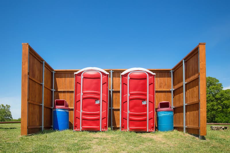 Short-term porta potty units staged for delivery in Payson, Arizona